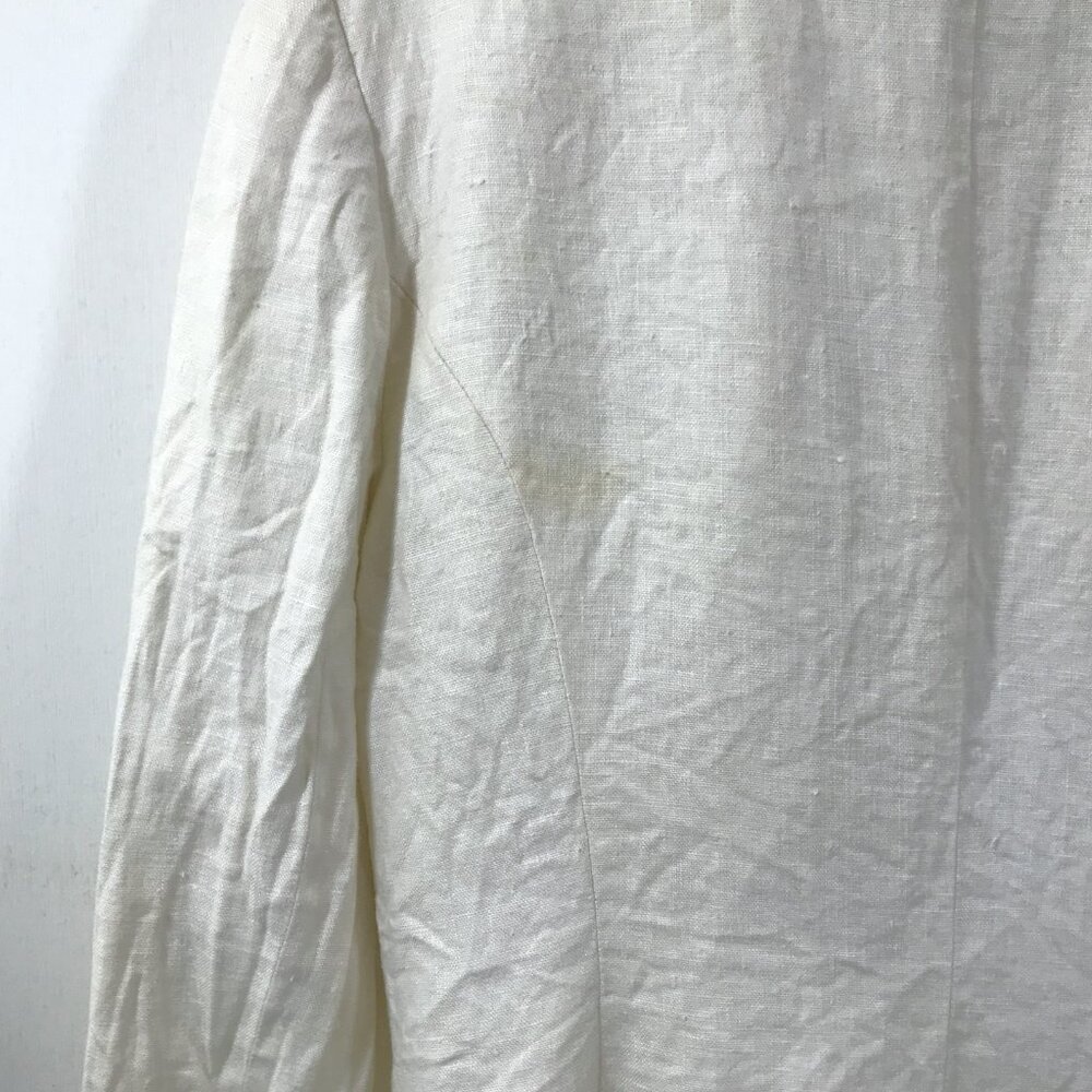 Vintage Linen Blazer with Pockets Ivory Sz 10 - Picture 13 of 13